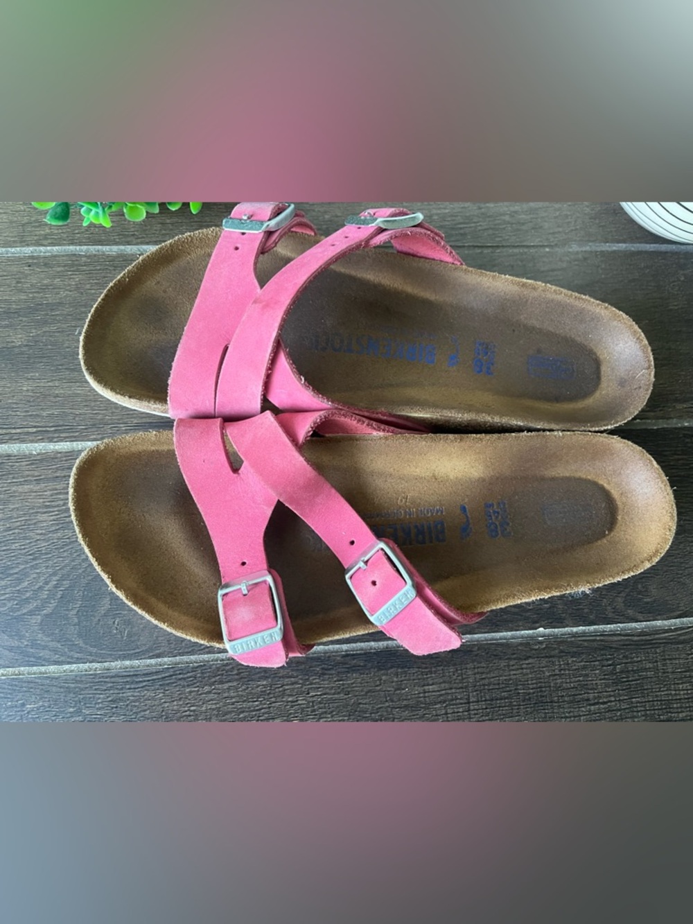 Birkenstock Yao Leather Sandals Pink EU 38 US 7 - Picture 3 of 14